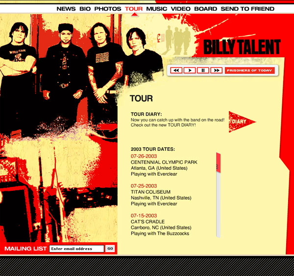 Billy Talent - Website Design
