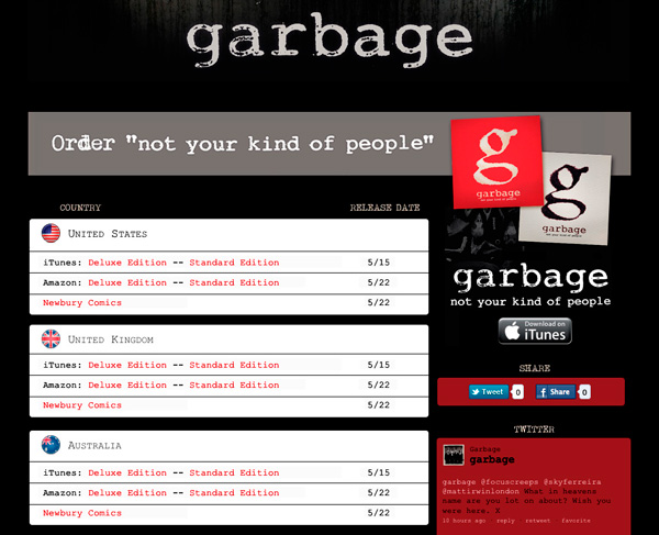 Garbage - Not Your Kind Of People Website
